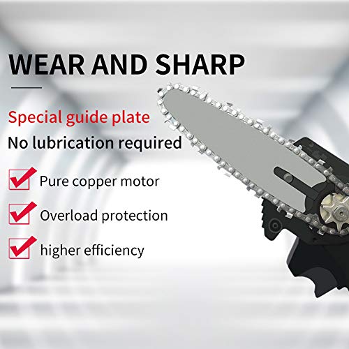 F.EASY.D Mini Chainsaw 4-Inch Cordless Electric Protable Chainsaw with Brushless Motor, One-Hand 0.7kg Lightweight, Pruning Shears Chainsaw for Tree Branch Wood Cutting (4inch, Black)