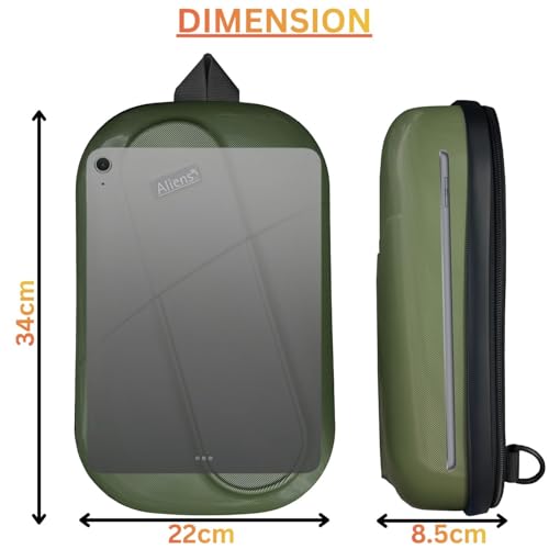 Image of Tukzer ABS Hard Shell Sling Bag Aliens Series 180Open Crossbody Side Shoulder Bag for Mens, Women, Office,Travel,Everyday Mini Backpack for iPad,Tablet,Smartphone,Charger,Headphone,HDD,Camera(01-GRN)