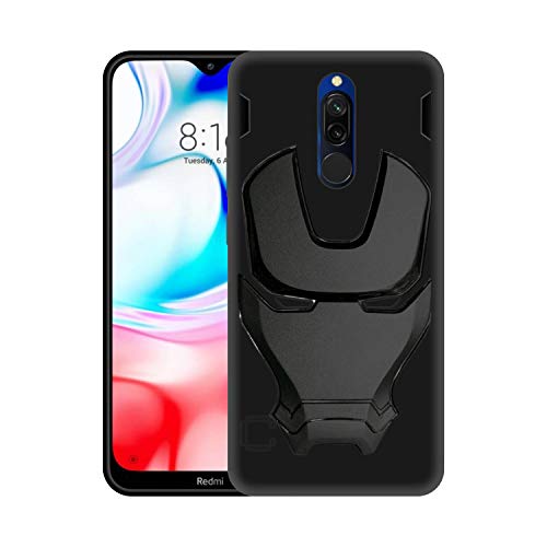 Image of COVERLY Official 3D Smooth Feel Avenger Logo Mask Soft Rugged Grip Iron Man Engraved Cartoon Movie Engraved Silicone Rubber Matte Back Cover for Xiaomi Redmi 8 / Redmi 8 - HD Black Avenger