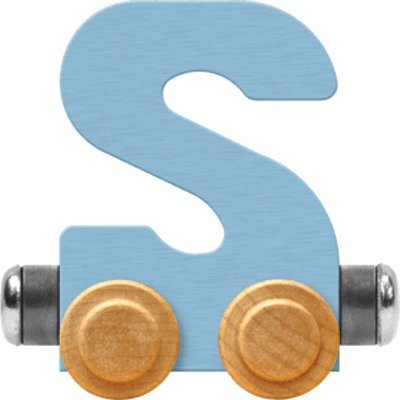 Maple Landmark NameTrain Pastel Letter Car S - Made in USA (Blue)