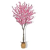 HUAESIN 6.5ft Cherry Blossom Tree Artificial Trees with 32 Cherry Blossom Branches Pink Fake Sakura