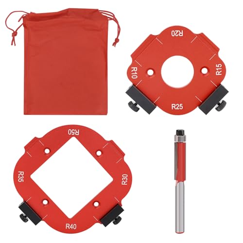 Frässchablone für Oberfräse, 2 Stück Radius Jig Router Schablone, Aluminiumlegierung Ecke Radius Schablone für Holzbearbeitung R10 R15 R20 R25 R30 R35 R40 R50