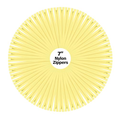Image of Mandala Crafts 100 PCs Butter Yellow Closed-End 7 inch Nylon Zippers for Sewing
