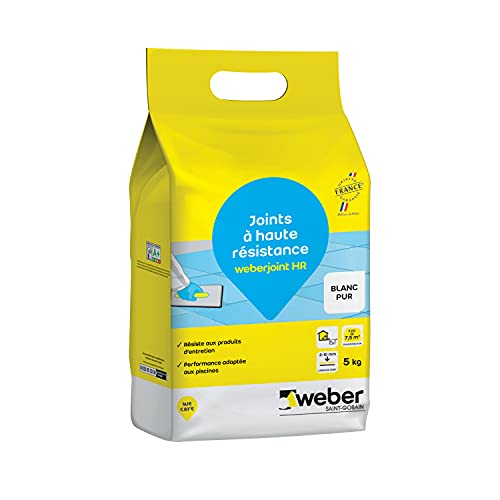 Weberjoint Fliesen-Dichtung, geeignet für Pool, hohe Widerstandsfähigkeit, Reinweiß, HR 5 kg, WEBER