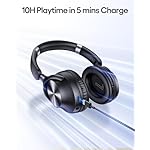 TAGRY Active Noise Cancelling Headphones 100H Playtime Over Ear Bluetooth Headphones with Deep Bass Light Weight Earphones Comfort Headsets with Fast Charging for Travel Home Office PC Black - Image 5
