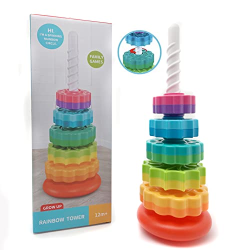 Luckfuture Spinning Rainbow Circle,Baby Spinning Toy,Premium Stacking Toy For Kids,Stacking Toy For Babies And Toddlers,Spin Stack Toys,Educational Toddler Learning Toys,Autism Toys For Toddlers 1-3 #TOP2