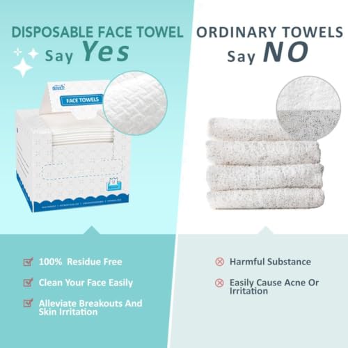Image of HOMEXCEL Face Towels, Disposable Face Towelette Ultra Soft & Absorbent