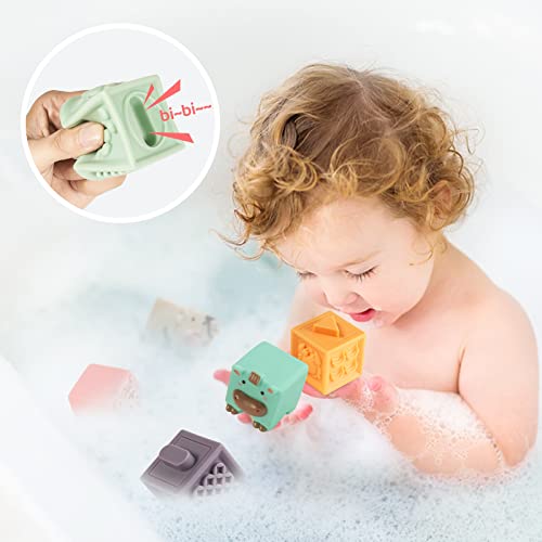 12 Stück Baby Bausteine Spielzeug Stapelwürfel Bauen Motorikspielzeug Baby Beißring, Lehrreich Lernspielzeug mit Zahlen Tiere Formen Texturen für Baby ab 6 9 12 Monate - Image 6