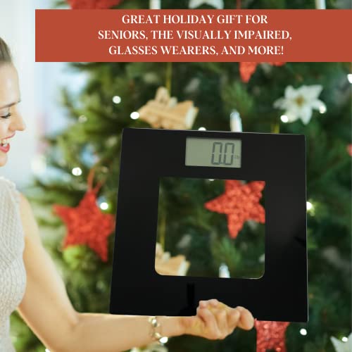 500Lb Extra Wide, Glass Digital Scale, Talking Bathroom Scale & Voice Display Scale - 500 Pounds Max Weight - Wide Width - Large Lcd Display - Tap Auto On & Off Modern - Makes A Great Gift #TOP1