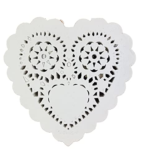 Heyiwell Centrini di carta in pizzo a forma di cuore bianco da 200 pezzi per decorazioni per feste di San Valentino da 5 pollici
