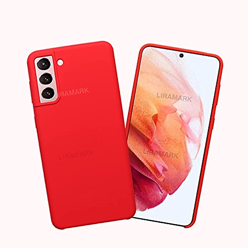 Image of LIRAMARK Liquid Silicone Soft Back Cover Case for Samsung Galaxy S21 Plus (Red)