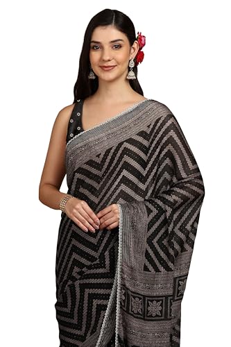 Image of MIRCHI FASHION Women Saree Leheriya Print Chiffon | Lightweight Traditional Sari for Farewell and Wedding Ceremonies with Unstitched Blouse Piece