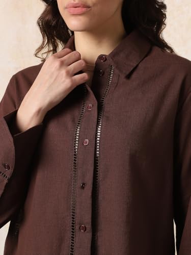 Image of HIGH Star Oversized Solid Shirt for Women | Stylish Tops for Women | Comfortable and Trendy Casual Shirt