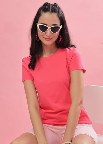 Image of Dollar Women's Solid Stretchable Cotton Round Neck Tshirt