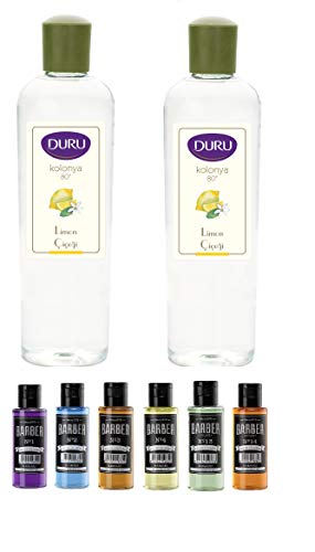 2x DURU Limón Kolonya 80° 400ml Eau de Colonia Después de afeitarse Agua de afeitar Aroma a Limón (Lemon Scent) Agua de Colonia 1x Marmara Barber Cologne 50ml No.1-No.14