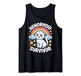 Lustige Hämorrhoiden Überlebende Spruch Humorvolle Katze Regen Frauen Männer Tank Top
