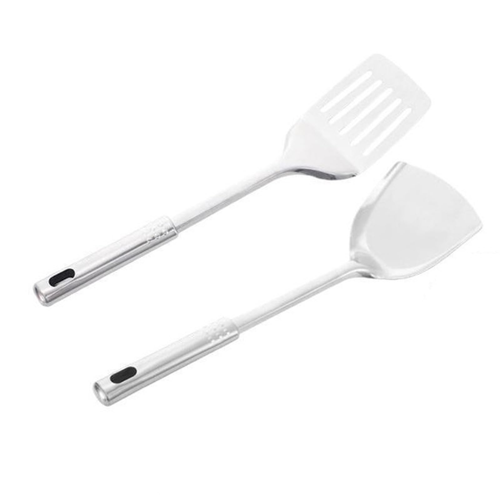 4 Stück Edelstahl-Wok-Spatel mit langem Griff Für Die Küche | Küchenhelfer, Kochutensilien-Set, Reislöffel, Schöpfkelle, Kochutensilien