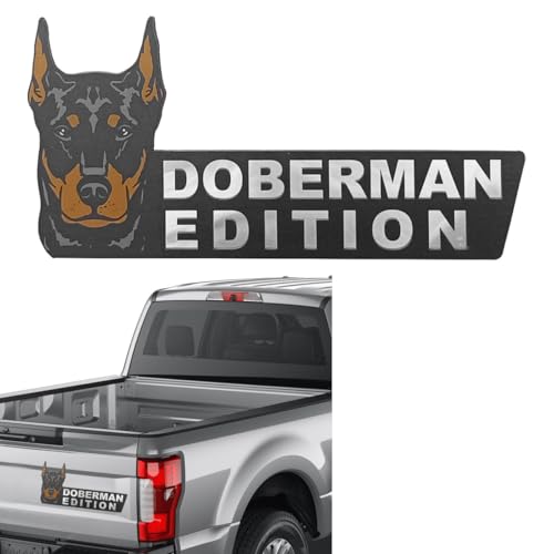 Image of Dog Edition Badge for Car, 3D Laser Cutting Animal Car Emblem, Funny Cute Dog Badge Car Decals Sticker, Acrylic Bumper Sticker Auto Exterior Decoration Emblem for Car Truck (Doberman Pinscher)