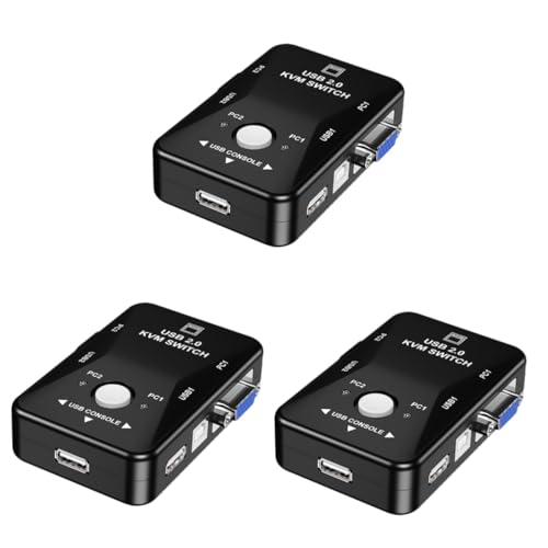 Commutateur KVM VGA manuel à 3 pièces avec ports USB pour connecter souris et clavier