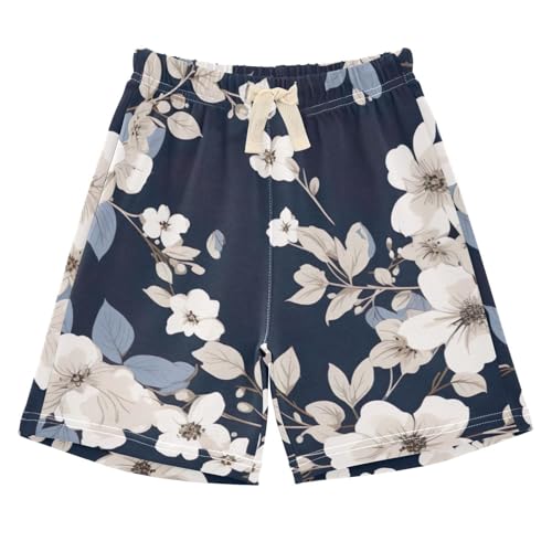 innewgogo Flowers Floral Black Toddler Baby Boy Girl Cotton Pull-On Shorts Elastic Waist Kids Pants Beach Summer Shorts 4T