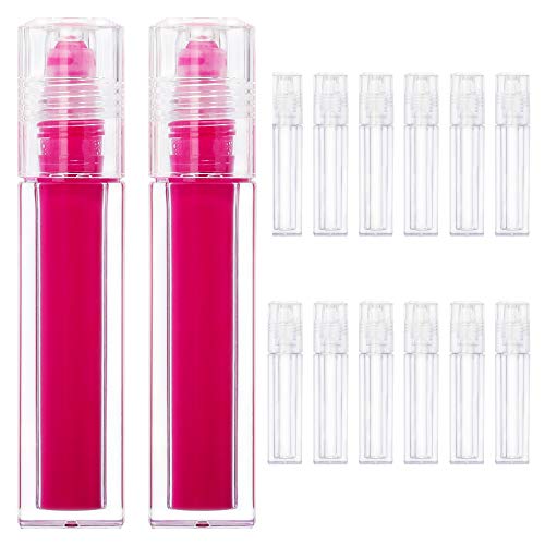EOPER Lip Gloss Tube 6.5ml, 10 Pieces Square Empty Refillable Roll On Bottles Lip Glaze Bottle Perfumes Essential Oils Cosmetic Sample Containers Makeup Tube Vials Accessories DIY Travel Clear