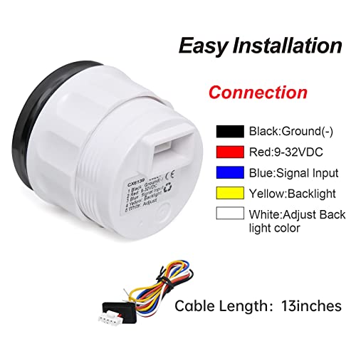 Kraftstoffanzeige, Kraftstoffstandsanzeige 52 mm 0-190ohms mit 7-Farben Hintergrundbeleuchtung Und Alarm LED Universal für Auto Boot