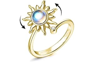 Spinning Flower Moon Star Anxiety Ring Set