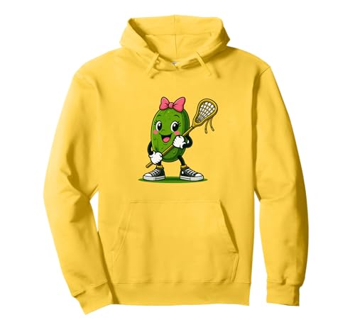 Lacrosse Player Pickle Lover Funny Pickle Playing Lacrosse Pullover Hoodie