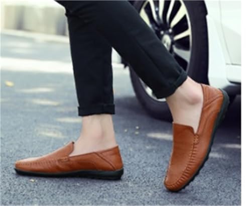 Mens Leather Loafers Slip On Driving Shoes Comfortable Moccasins Flat Heel Stitching Details Outdoor Fashion Casual4