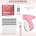 Stitch Gun for Clothes, Tagging Gun for Clothing Stitchery Tag Gun Kit with 4000 Fasteners (4.5mm), 2 Needles & Scissor, Durable Stitching Gun for Retail, Fabric & Price Tag Labeling, Pink + White