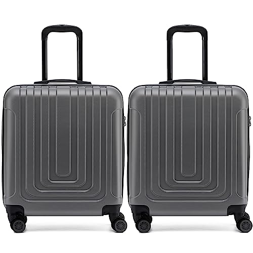 Flight Knight Premium Set of 2 Lightweight Cabin Suitcase - 8 Spinner Wheels - Built-in TSA Lock & USB Port - Luggage Approved for easyJet Flexi Fare Overhead Carry On - 56x45x25cm