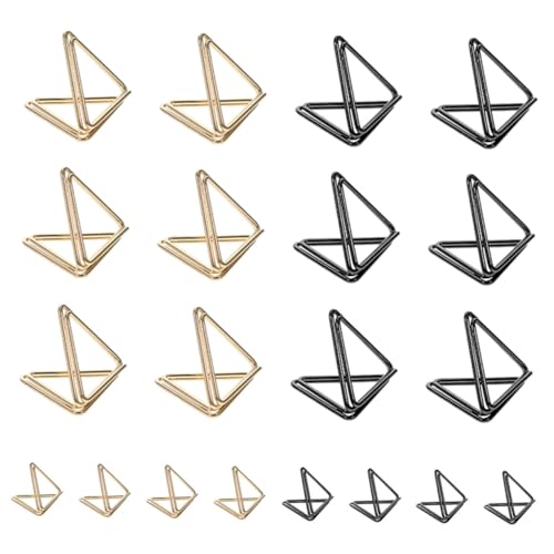 FUNNETOYU 30個 三角形メモクリップ アルミ合金製 中 ペーパークリップ 名刺 写真 メモホルダー ブライダルシャワーやオフィスに