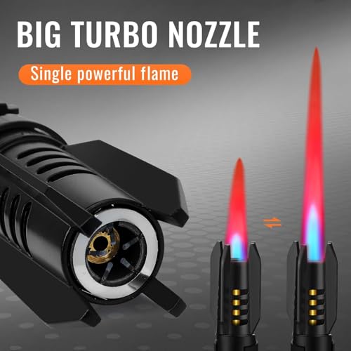 Image of Gadget Deals- Jet Flame Lighter |Metal Body- Camping Lighter |Windproof Torch Lighter with Safety Lock and Adjustable Red /Blue FlameRefillable-Jet Flame Torch Barbeque (BBQs)