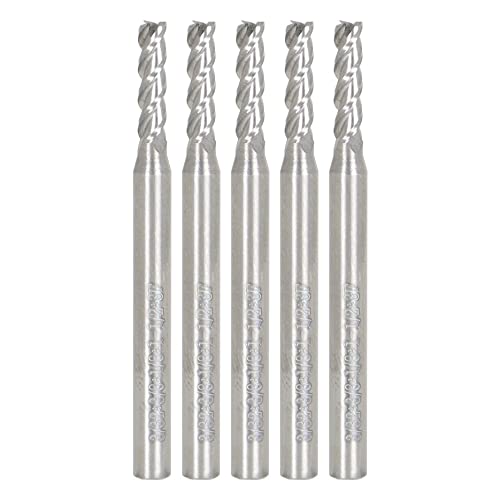 Image of 1 /8 Inch Milling Cutter 4 Slot Carbide End Milling Cutter Suitable for Aluminum Cutting Non-Ferrous Metal Cutting 5 Pieces