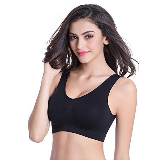 Addmluck dam sport bh fitness elasticitet bröstvårdsbygeln springa jogging yoga bh push up bekväm bh stor storlek sport bh topp (svart, 3XL)