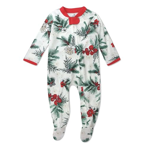 Image of HonestBaby Baby Holiday Sleep & Play Footed One-Piece Pajama Sleeper 100% Organic Cotton