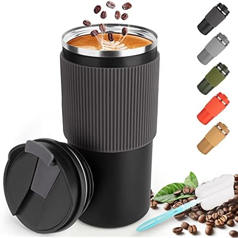 RNGODO Travel Coffee Mug - 450ml / 15oz Stainless Steel Insulated Coffee Tumbler with Leakproof Lid,Double Walled Insulated Vacuum Coffee Mug,Car Coffee Mug to Go for Coffee,Hot Cold Water Travel Mug Cover