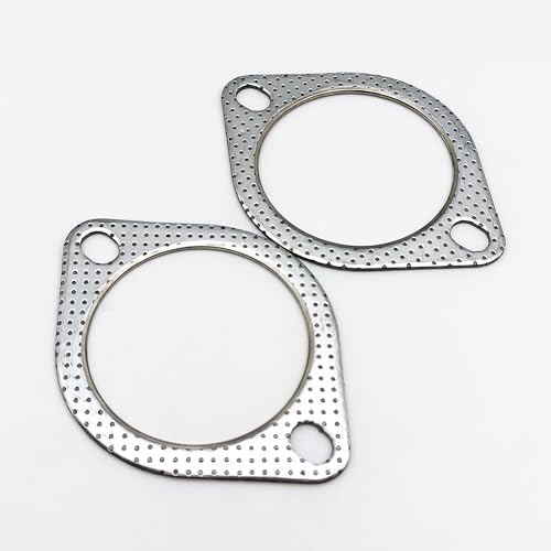 Image of 3 Inch 2 Bolt Exhaust Gasket for Muffler Flange Manifold High Temperature Graphite w /Fire Ring 77mm ID 2 Pcs