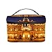 Produktbild CIKYOWAY PU Kosmetiktasch,Opernhaus Barocke Architektur Deutschland Dresden Arkaden Pilaster Terrasse Dämmerlicht,Tragbare Wasserdicht Makeup Tasche Organizer Kulturtasche mit,Tragegriff 25×18×15cm