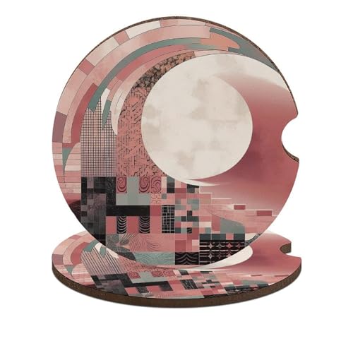 Portavasos para coche, juego de 2 piezas, diseño rompecabezas rosa miniatura 1