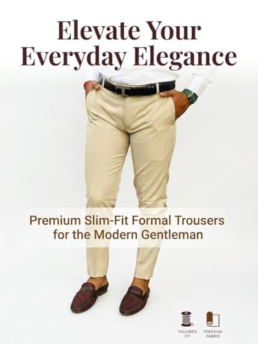 Image of Mens Solid Polyester Twill Slim Fit Formal Pants | Lightweight and Breathable Fabric | Flat Front Design | Ideal for Office, Travel & Semi-Formal Occasion