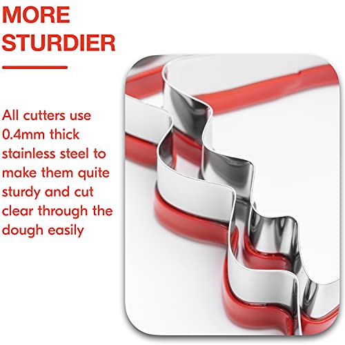 Cookieque 2-Piece Halloween Ghost Cookie Cutter, Food-Grade Stainless Steel Sandwich Cutters, Biscuit Cutter Set, Holiday Cookie Cutters, Unique Design With Protective Red Top Pvc #TOP3