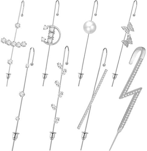 Cocamiky Ear Wrap Crawler Hook Earrings Sparking Cubic Zirconia Earcuffs Silver Climber Piercing Cartilage Hypoallergenic Earrings 8Pcs Set for Women Girls