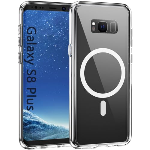 Pemuyak for Samsung Galaxy S8+ Plus Phone Case,Compatible with Mag-Safe, Anti-Yellowing Military-Grade Drop Protection Rugged Shockproof Magnetic Case for Galaxy S8 Plus 6.2 inch, Clear