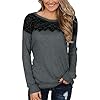 For G and PL Women’s Cotton Long Sleeve Fall Sweatshirt Casual Lace Loose Fit Elegant Pullover Dark Grey XL