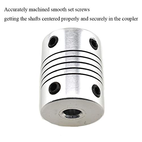 Image of Hahiyo 8mm to 6.3mm Inner Diameter Shaft Couplings Flexible Shock Absorbsion Stretchable Coupler Set Screws Lock Aluminum Alloy 1 Piece Easy Install Multi-Function for 3D Printer Stepper Motor Z-axis