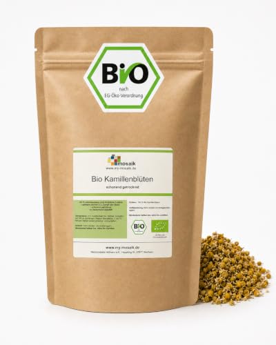 Kamillentee Bio 100g - ganze Kamillenblüten getrocknet - Hochwertigste Bio-Kamillenblüten - abgefüllt und kontrolliert in Deutschland (100g)