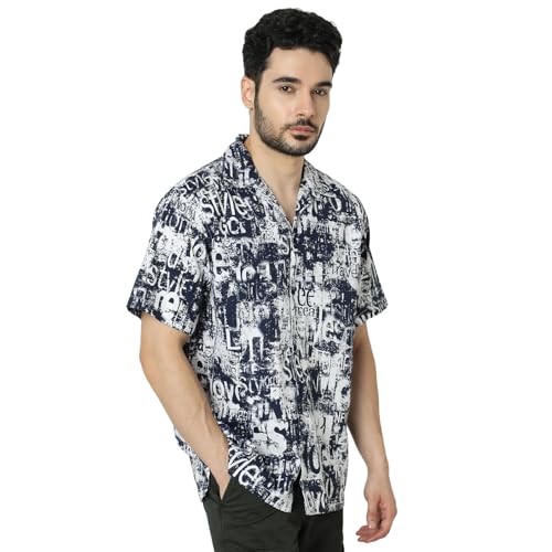 Image of Spykar Men's Relaxed Fit N /A Half Sleeve Printed Casual Shirts