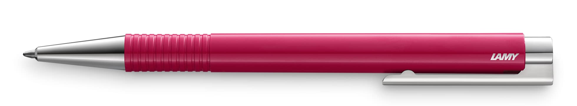 Lamy Logo M+ Ballpoint Pen 204 Made of Unbreakable Plastic in Raspberry Colour with Chrome-Plated Tip and Pusher Including Large Refill M 16 Line Width M in Black
