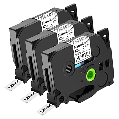 NineLeaf 3 X Laminated 12mm 0.47 Label Tape Compatible for Brother Ptouch TZe TZ 231 TZe231 TZ231 Black on White Laminated PT-H105 PT-1000 H100R PT-E100 PT-H110 PT-D210 PT-D400 PT-D600 Label Maker Cover